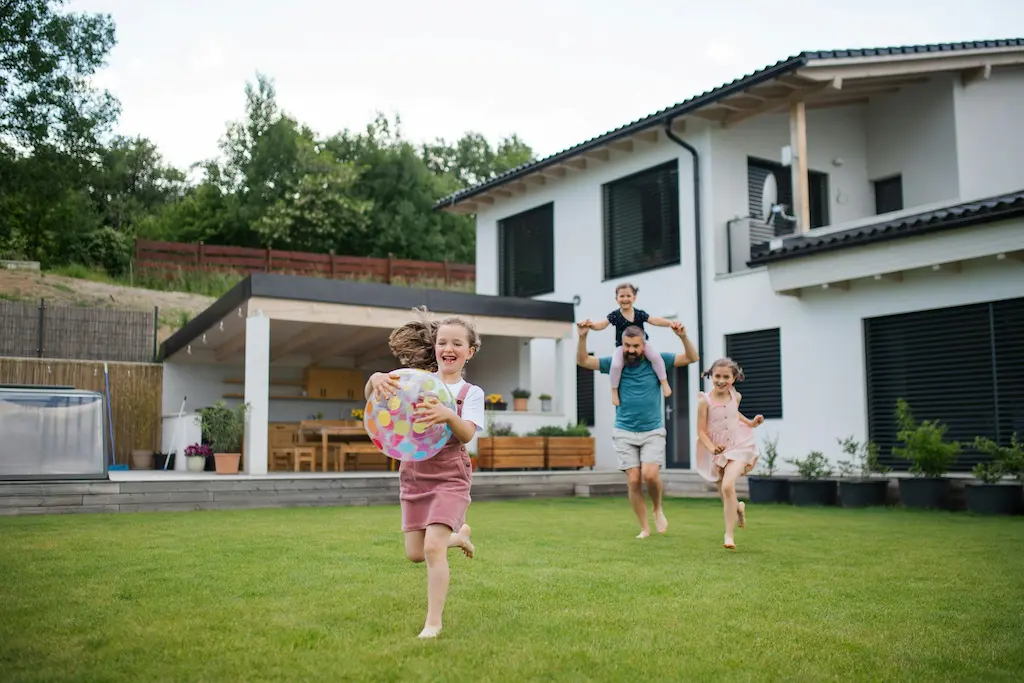 Family playing together outdoors